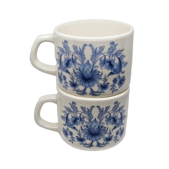 Sado Internacional Two Tea Cups Made in Portugal Blue and White EUC Vintage - Picture 2 of 8